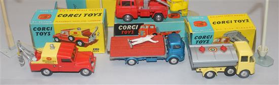 A Corgi Toys Gift Set No. 14, Hydraulic Tower Wagon and three other boxed Corgi vehicles,